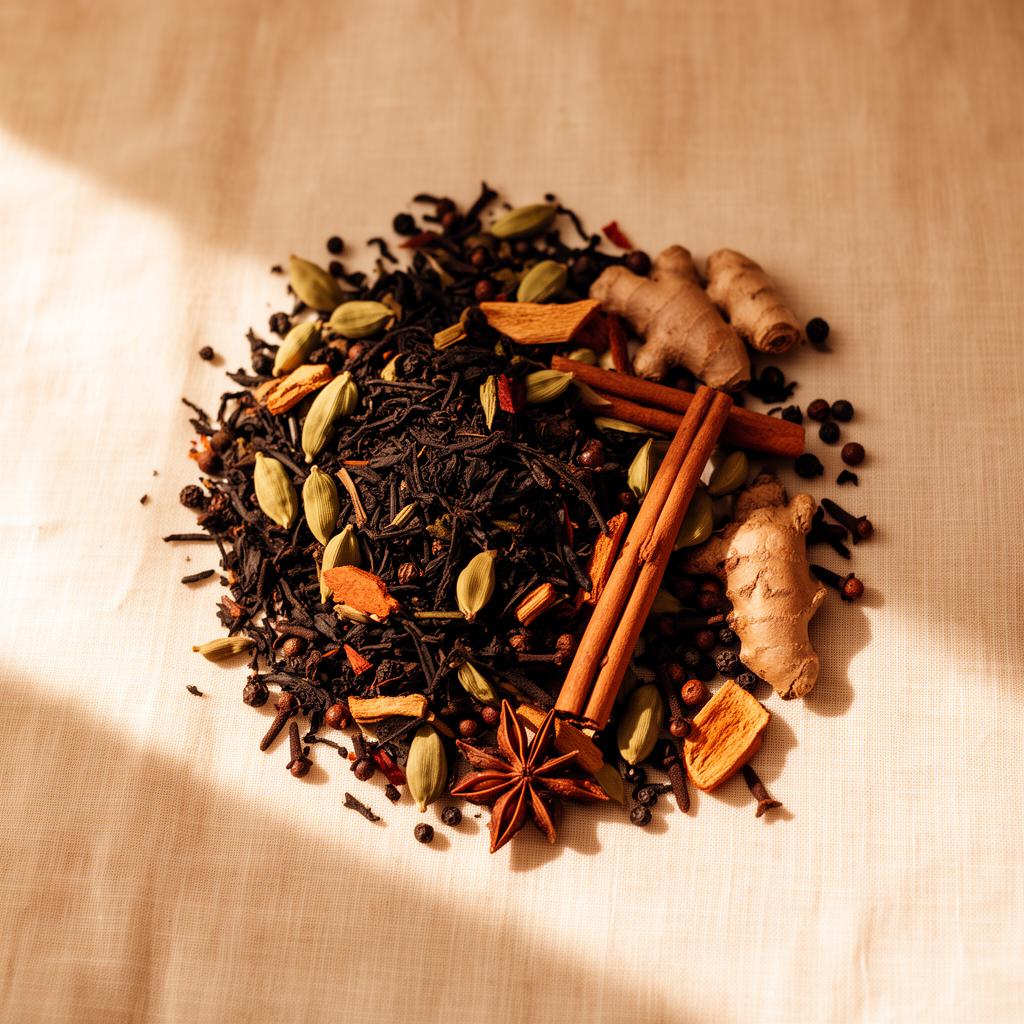 Aesthetic loose leaf chai blend with whole spices